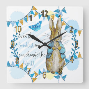 Horloge Carrée Nursery Rabbit et Bunting Clock