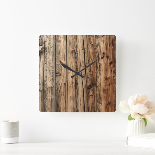 Horloge Carrée Oak wood clock (Maison)
