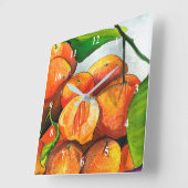 Horloge Carrée Oaquarelle mandarine (Angle)