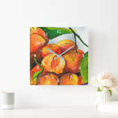 Horloge Carrée Oaquarelle mandarine (Maison)