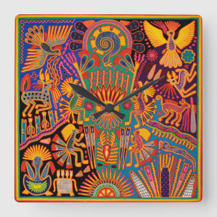 Horloge Carrée Oaxaca Mexico Mexican Mayan Tribal Art boho Travel