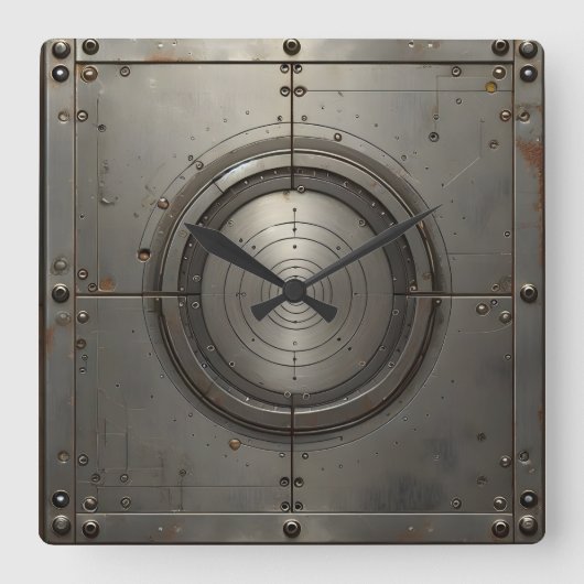 Horloge Carrée objet en acier (Recto)