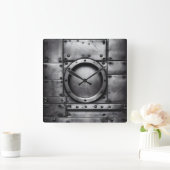 Horloge Carrée objet en acier (Maison)