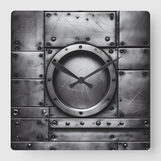 Horloge Carrée objet en acier (Recto)