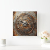 Horloge Carrée objet en acier rouillé (Maison)