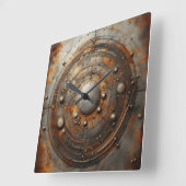 Horloge Carrée objet en acier rouillé (Angle)