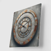 Horloge Carrée objet en métal corrodé (Angle)