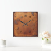 Horloge Carrée objet en rouille rouge (Maison)
