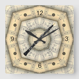 Horloge Carrée Oboe ~ Design musical étrange ~ Unique ~