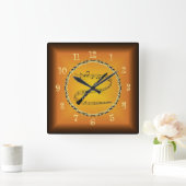 Horloge Carrée Oboe On Musical Scroll & Russet Orange ~ (Maison)