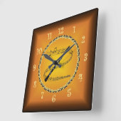 Horloge Carrée Oboe On Musical Scroll & Russet Orange ~ (Angle)