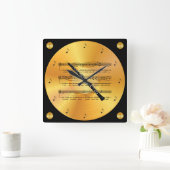Horloge Carrée Oboe ~ Sheet Music ~ Gold Record ~ (Maison)