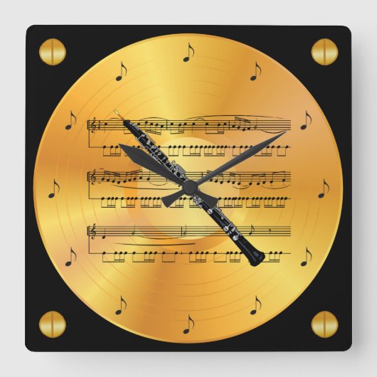 Horloge Carrée Oboe ~ Sheet Music ~ Gold Record ~ (Recto)