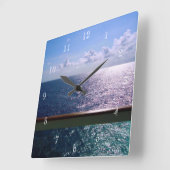 Horloge Carrée Océan bleu (Angle)