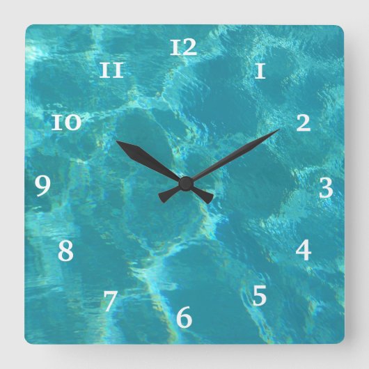 Horloge Carrée Océan bleu turquoise Nautique (Recto)