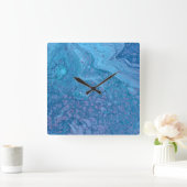 Horloge Carrée Ocean Breeze 3 Blue Purple Abstract Wall Clock (Maison)