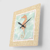 Horloge Carrée Ocean Orange Seahorse (Angle)