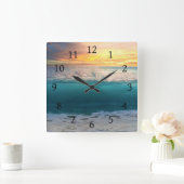 Horloge Carrée Ocean Sunset Beach Photo 193 Poster (Maison)