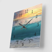 Horloge Carrée Ocean Sunset Beach Photo 193 Poster (Angle)