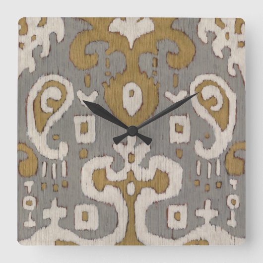 Horloge Carrée Ochre Ikat I (Recto)