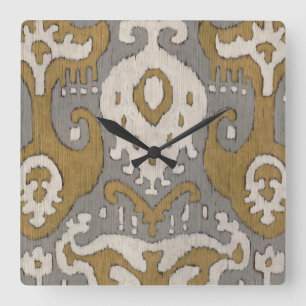 Horloge Carrée Ochre Ikat II