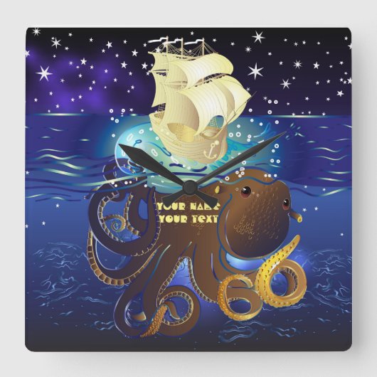 Horloge Carrée Octopus Huge et Caravella (Recto)