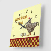 Horloge Carrée Oeufs frais de ferme (Angle)