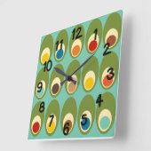 Horloge Carrée Oeufs modernes du milieu du siècle (Angle)