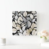 Horloge Carrée Oeuvre contemporaine Waldorf Leaf Motif (Maison)