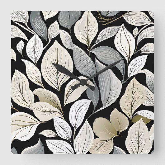 Horloge Carrée Oeuvre contemporaine Waldorf Leaf Motif (Recto)