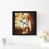 Horloge Carrée Oeuvre Numérique De Hank Williams (Maison)