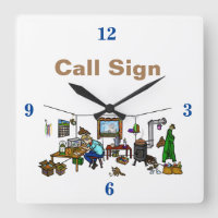 Off The Grid Ham Radio Shack Wall Clock