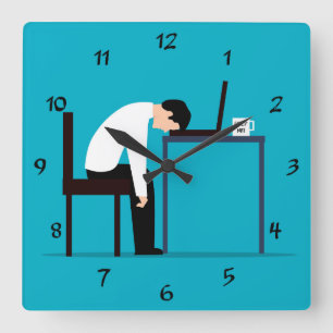Horloge Carrée Office Worker s'endormir au bureau