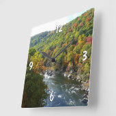 Horloge Carrée Ohiopyle River à l'automne II Pennsylvanie Automne (Angle)