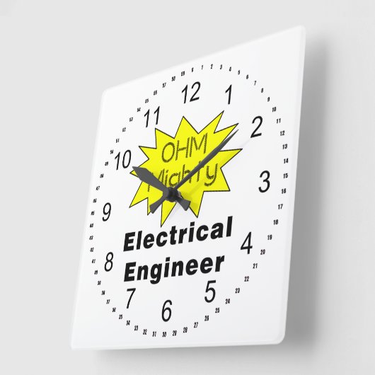 Horloge Carrée Ohm Mighty Electrical Engineer (Angle)