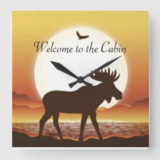 Horloge Carrée Oie à l'horloge murale ronde (grande)