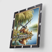 Horloge Carrée Oies et canards (Angle)