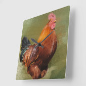 Horloge Carrée Oil Painted chicken Kitchen Clock (Angle)