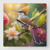 Horloge Carrée Oiseau de miel doré Imaginaire (Recto)