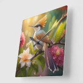 Horloge Carrée Oiseau de miel doré Imaginaire (Angle)