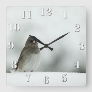 Horloge Carrée Oiseau d'hiver