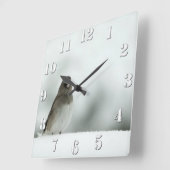 Horloge Carrée Oiseau d'hiver (Angle)