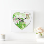 Horloge Carrée Oiseau Rufous de colibri d'aquarelle originale (Maison)