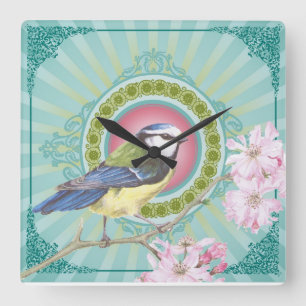 Horloge Carrée Oiseau tendance...horloge en acrylique