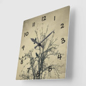 Horloge Carrée Oiseaux dans l'arbre - (Angle)