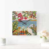 Horloge Carrée Oiseaux dans le jardin (Maison)