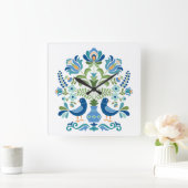 Horloge Carrée Oiseaux de conception folklorique hongrois (Maison)