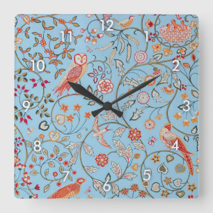 Horloge Carrée Oiseaux et fleurs, William Morris