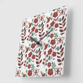 Horloge Carrée Oiseaux motifs et papillons floraux sans soudure (Angle)