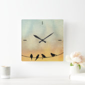 Horloge Carrée Oiseaux sur fil (Maison)